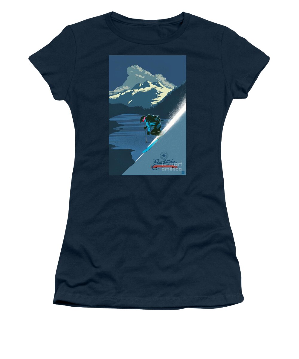 Revelstoke Women's T-Shirt featuring the painting Retro Revelstoke ski poster by Sassan Filsoof