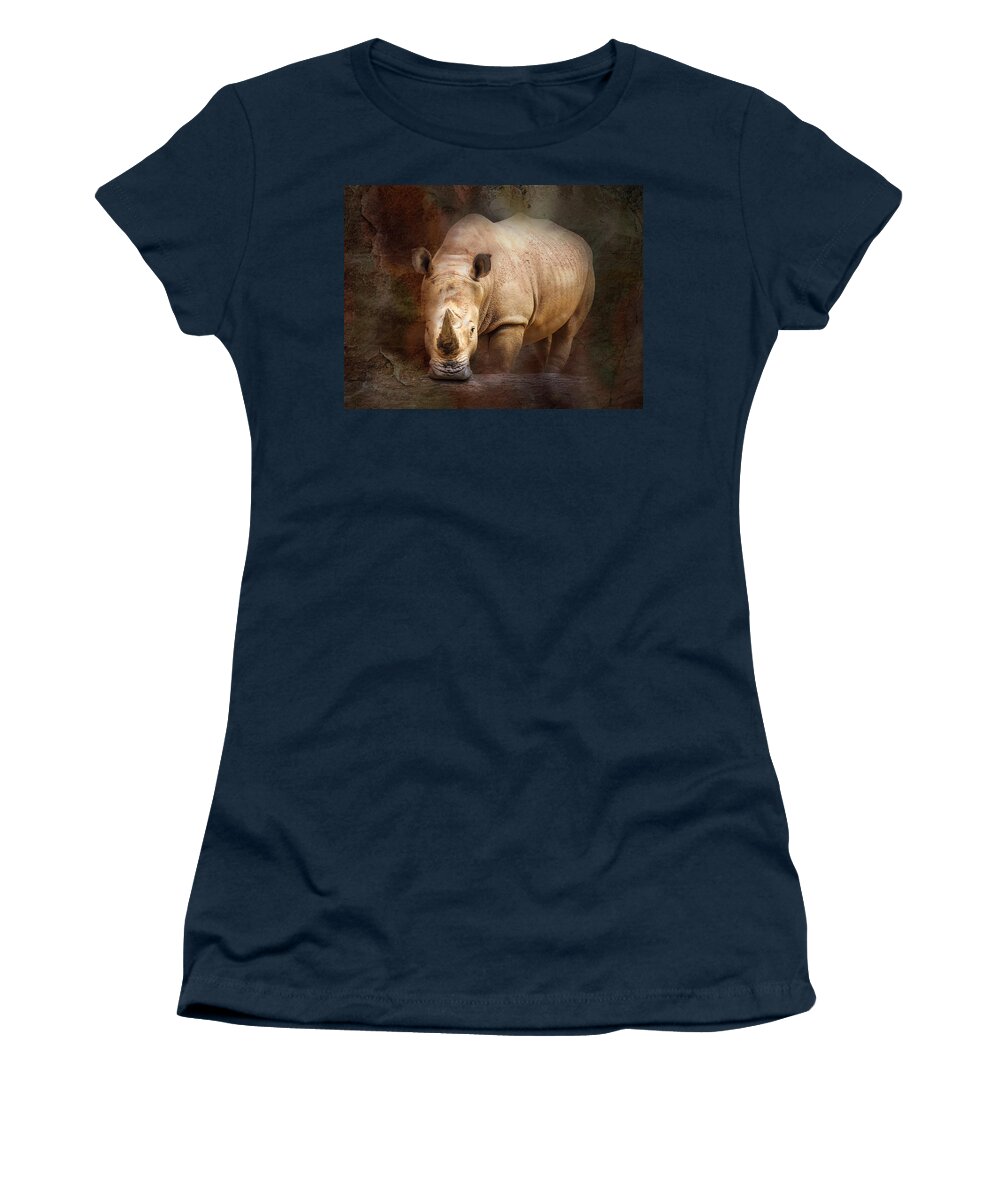 Atlanta Zoo Women's T-Shirt featuring the photograph Rhino in Atlanta by Penny Lisowski