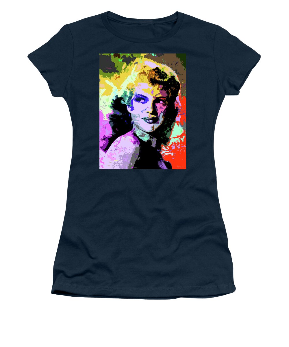 Rita Hayworth Women's T-Shirt featuring the digital art Rita Hayworth psychedelic portrait by Movie World Posters