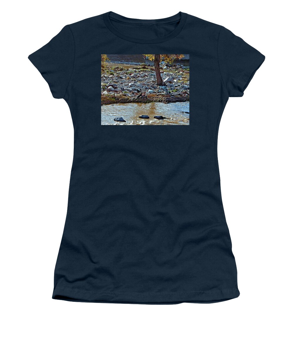 River Women's T-Shirt featuring the photograph River Island Day One by Andrew Lawrence