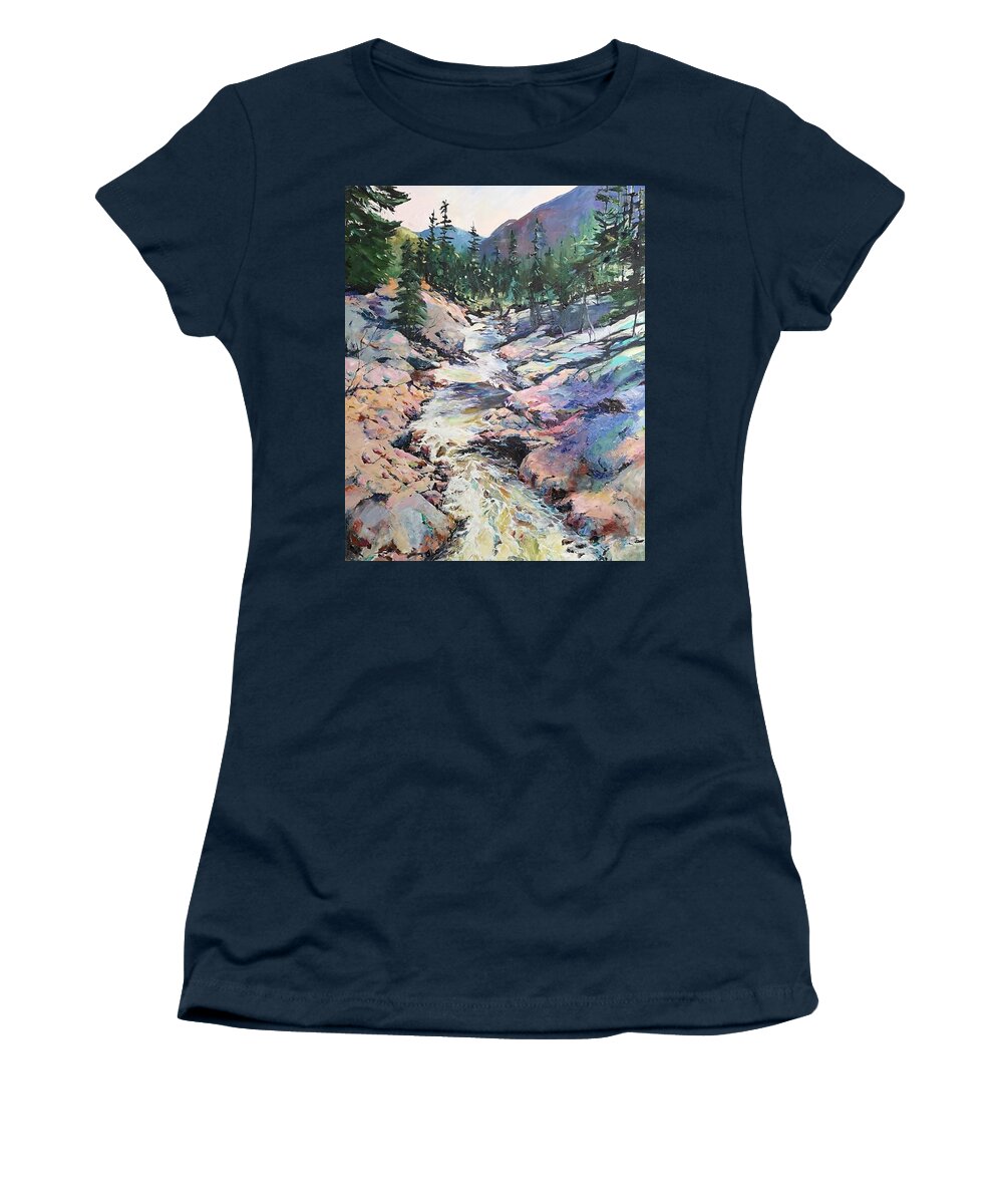 Water Women's T-Shirt featuring the painting River by Sheila Romard
