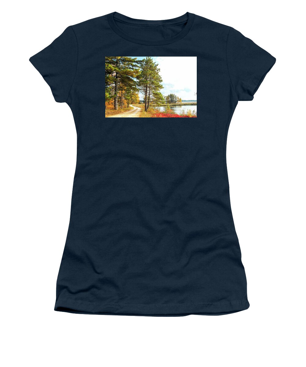 Seney National Wildlife Refuge Women's T-Shirt featuring the photograph Road Through the Wildlife Refuge by Robert Carter