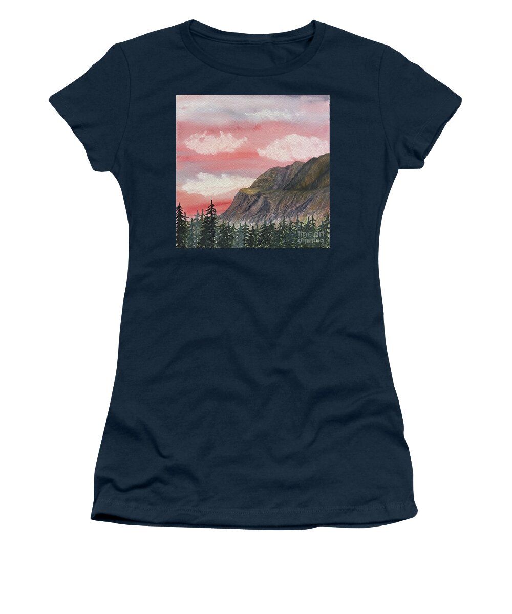 Banff Women's T-Shirt featuring the painting Road to Ice Field Parkway by Lisa Neuman