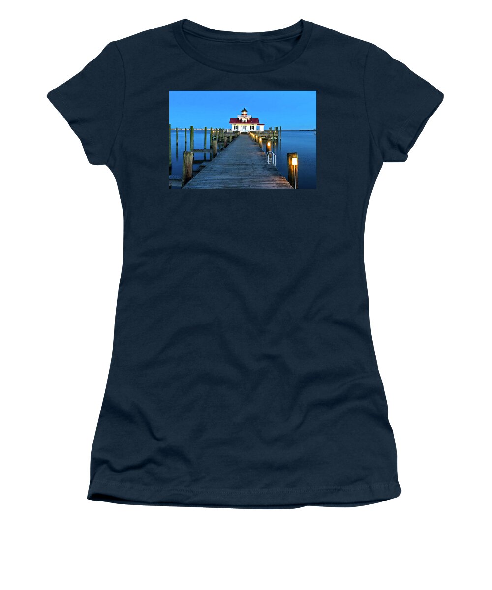 Photo Women's T-Shirt featuring the photograph Roanoke Marshes Lighthouse by Anthony M Davis