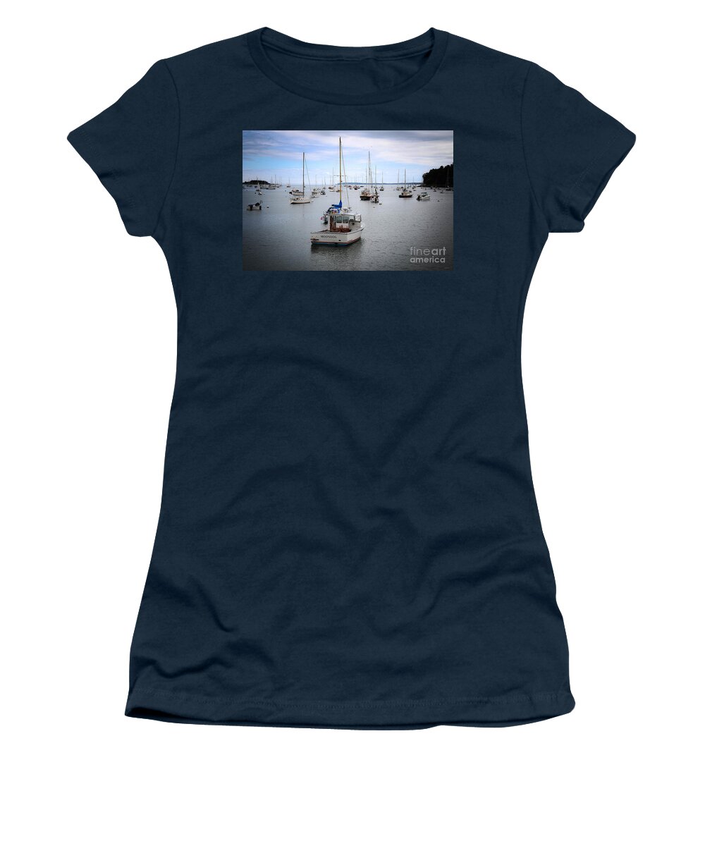 Harbor Women's T-Shirt featuring the photograph Rockport Maine by Veronica Batterson