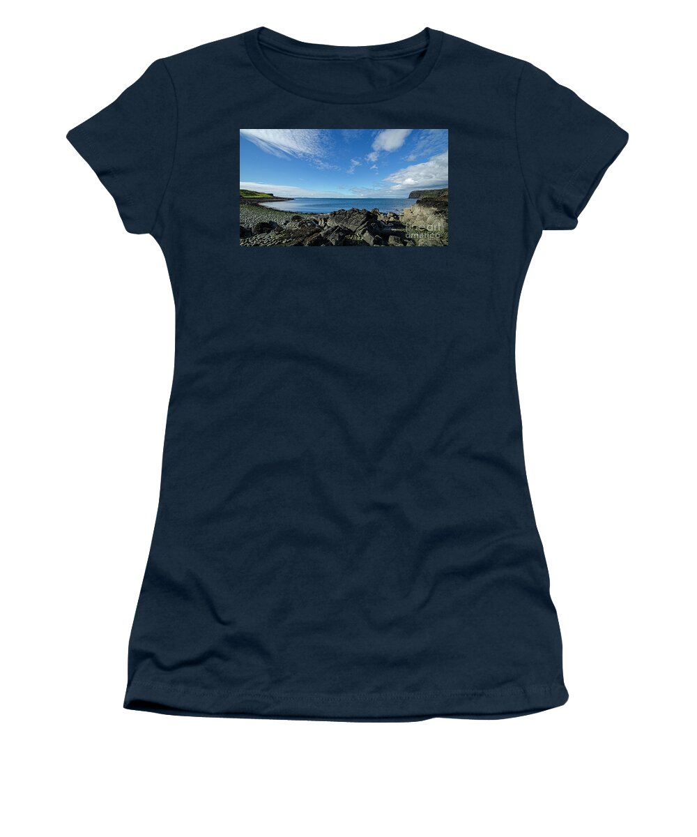 Milovaig Women's T-Shirt featuring the photograph Rocky Beach at Milovaig by Chris Thaxter