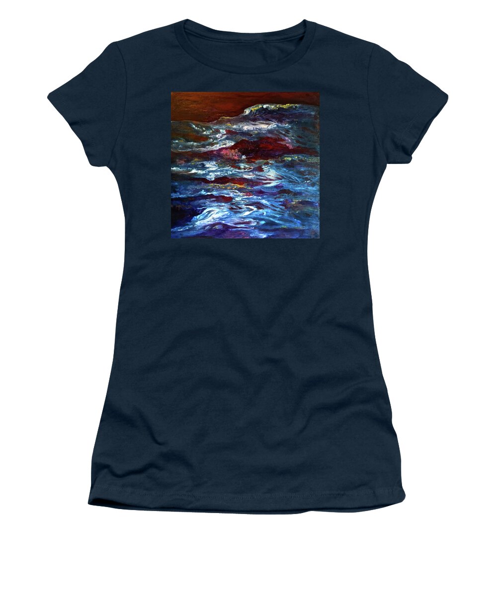 Sea Women's T-Shirt featuring the painting Rocky Waters by Janice Nabors Raiteri