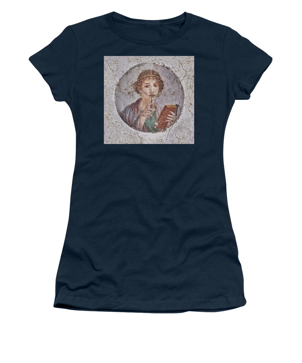 Women Women's T-Shirt featuring the photograph Roman Fresco of a women - Pompeii - Naples Archaeological Museum by Paul E Williams
