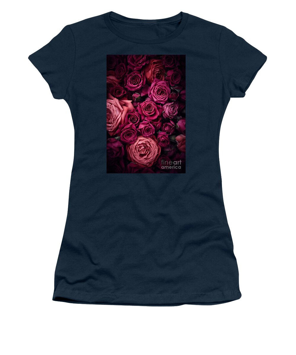 Roses Women's T-Shirt featuring the photograph Roses pink by Boon Mee