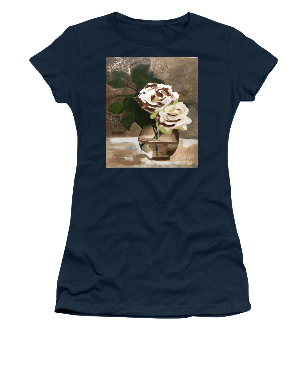 Acrylics Women's T-Shirt featuring the painting Roses by Theresa Honeycheck