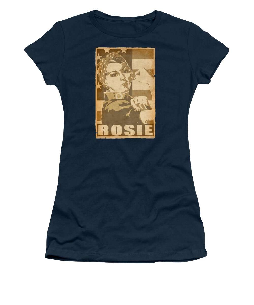 Rosie Women's T-Shirt featuring the digital art Rosie The Riveter We Can Do it American Propaganda Poster by Filip Schpindel