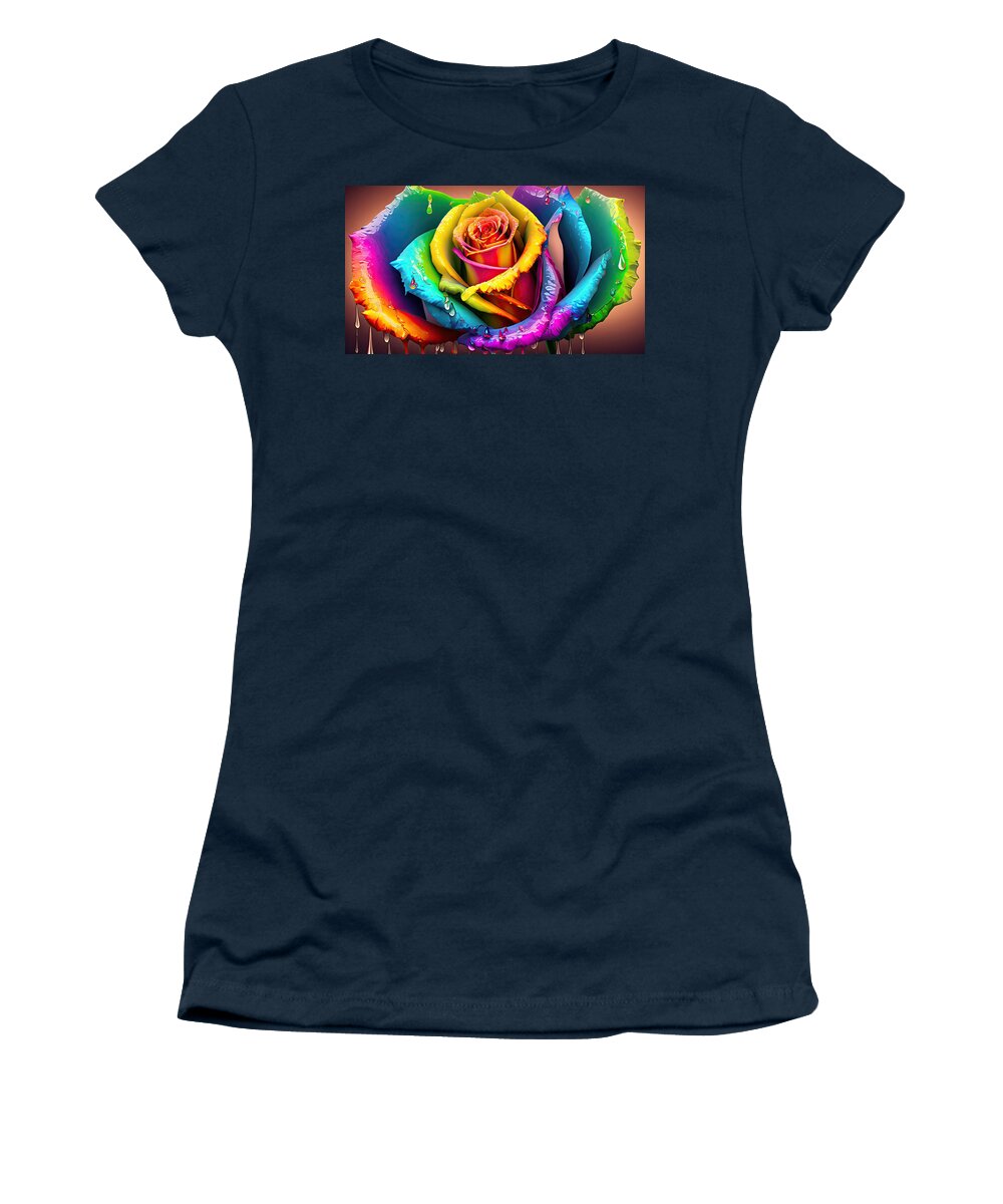 Rainbow Women's T-Shirt featuring the photograph Rosy Rainbow Drips by Bill and Linda Tiepelman