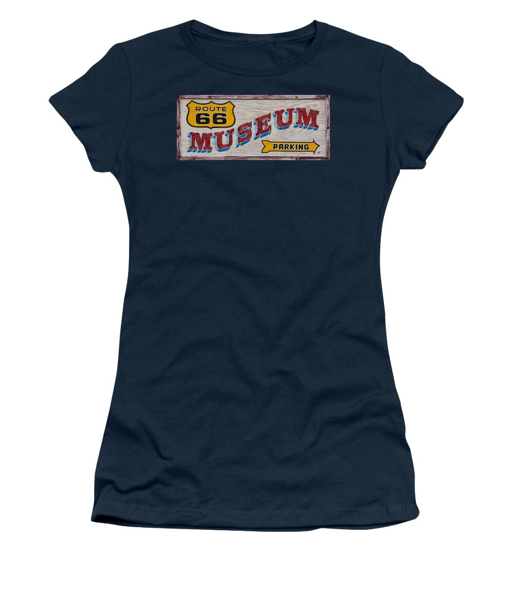 Route 66 Women's T-Shirt featuring the digital art Route 66 Museum Parking by Mark Valentine