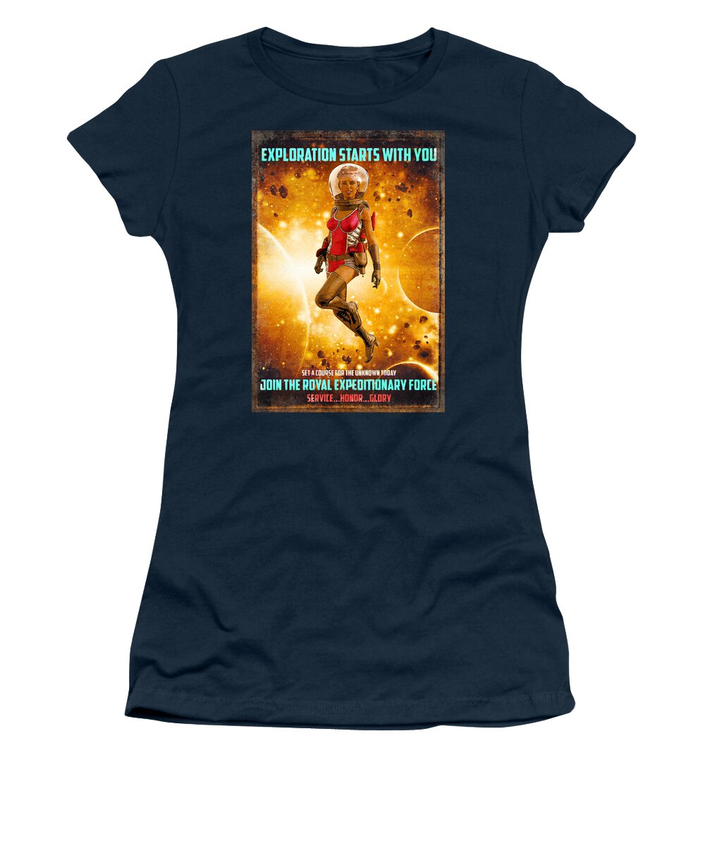 Science Fiction Women's T-Shirt featuring the digital art Royal Expeditionary Force by Robert Hazelton