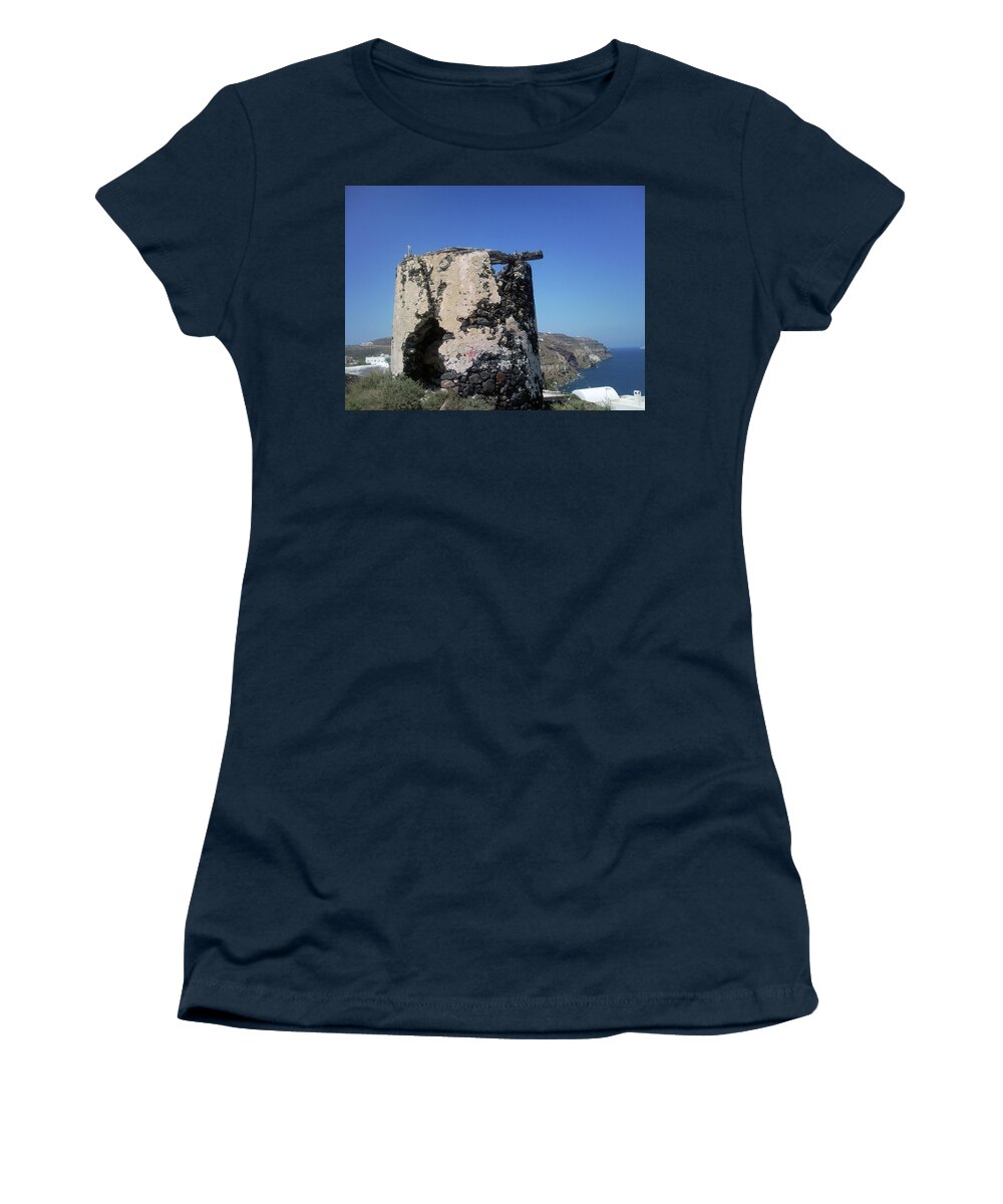 Photography Women's T-Shirt featuring the photograph Ruins of windmill by Maria Woithofer