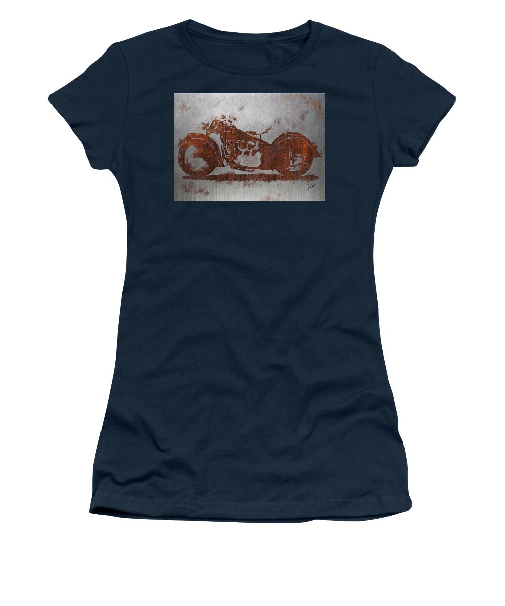 Rust Women's T-Shirt featuring the mixed media Rust Indian Classic motorcycle by Vart Studio