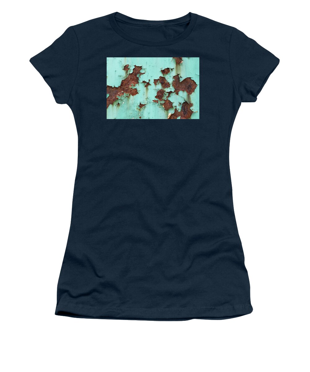 Metal Women's T-Shirt featuring the photograph Rusty Metal Background With Peeling Paint by Artur Bogacki