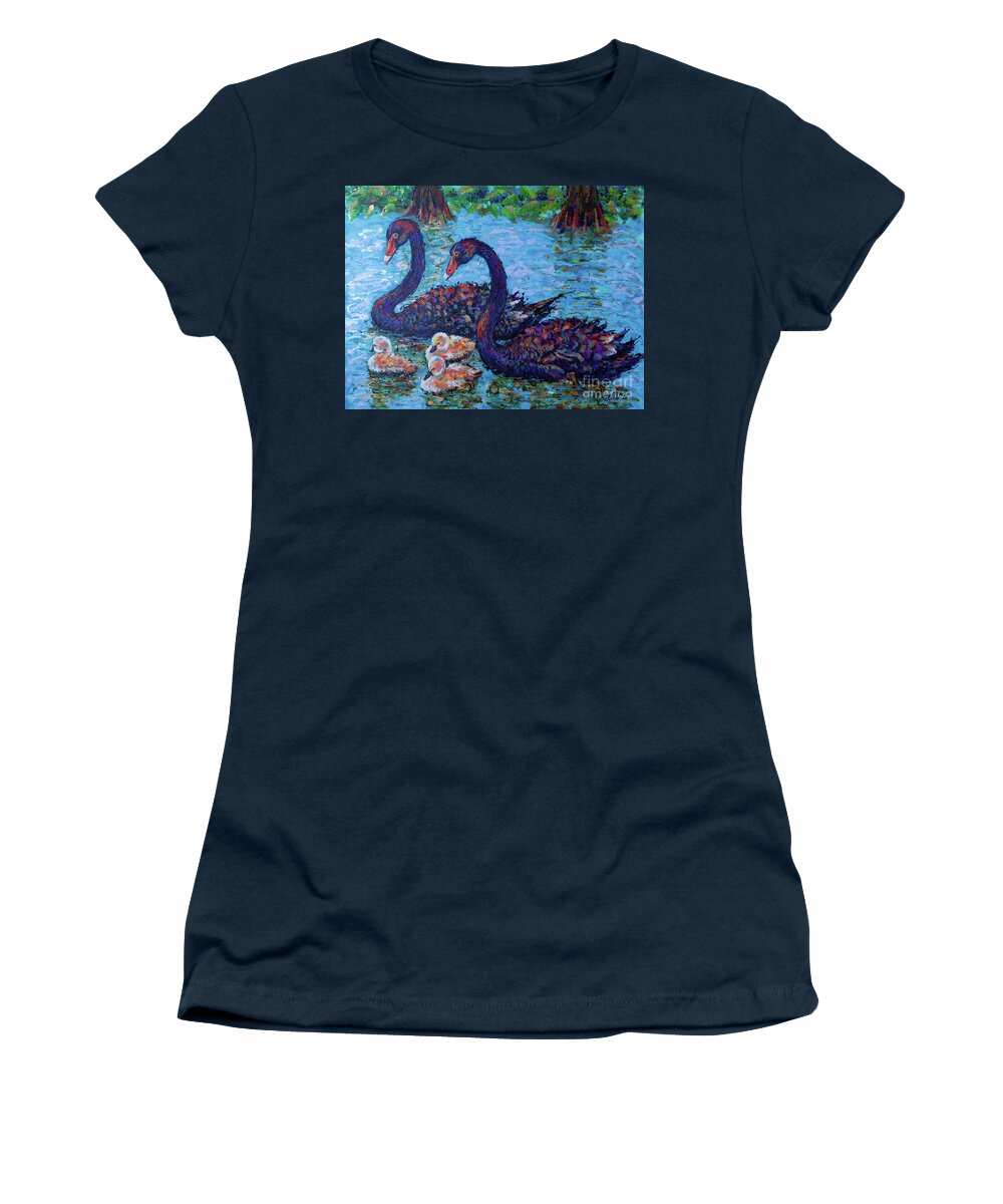  Women's T-Shirt featuring the painting Safeguarding Black Swans by Jyotika Shroff