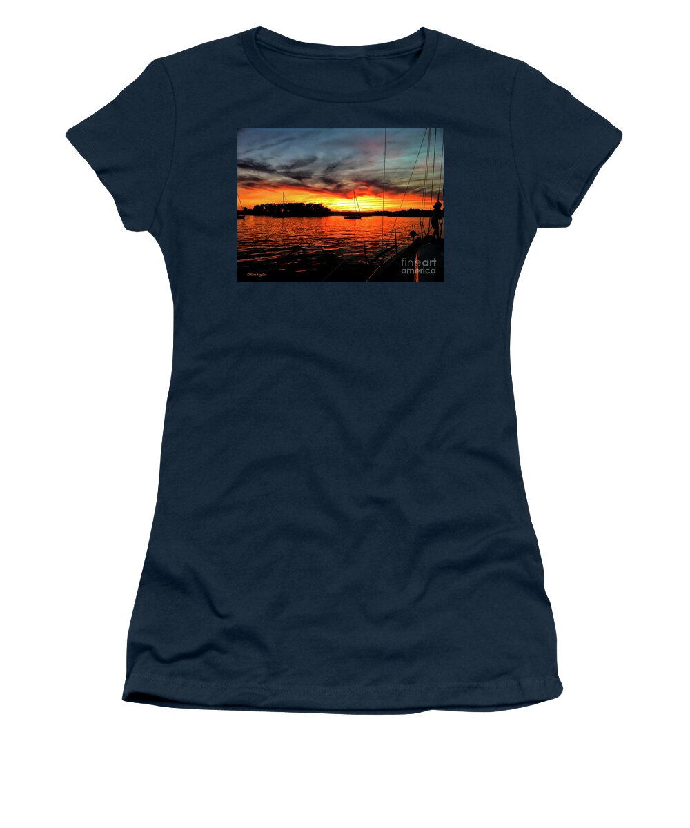 Sailboat Women's T-Shirt featuring the photograph Sailing in the Latest Flame by Xine Segalas
