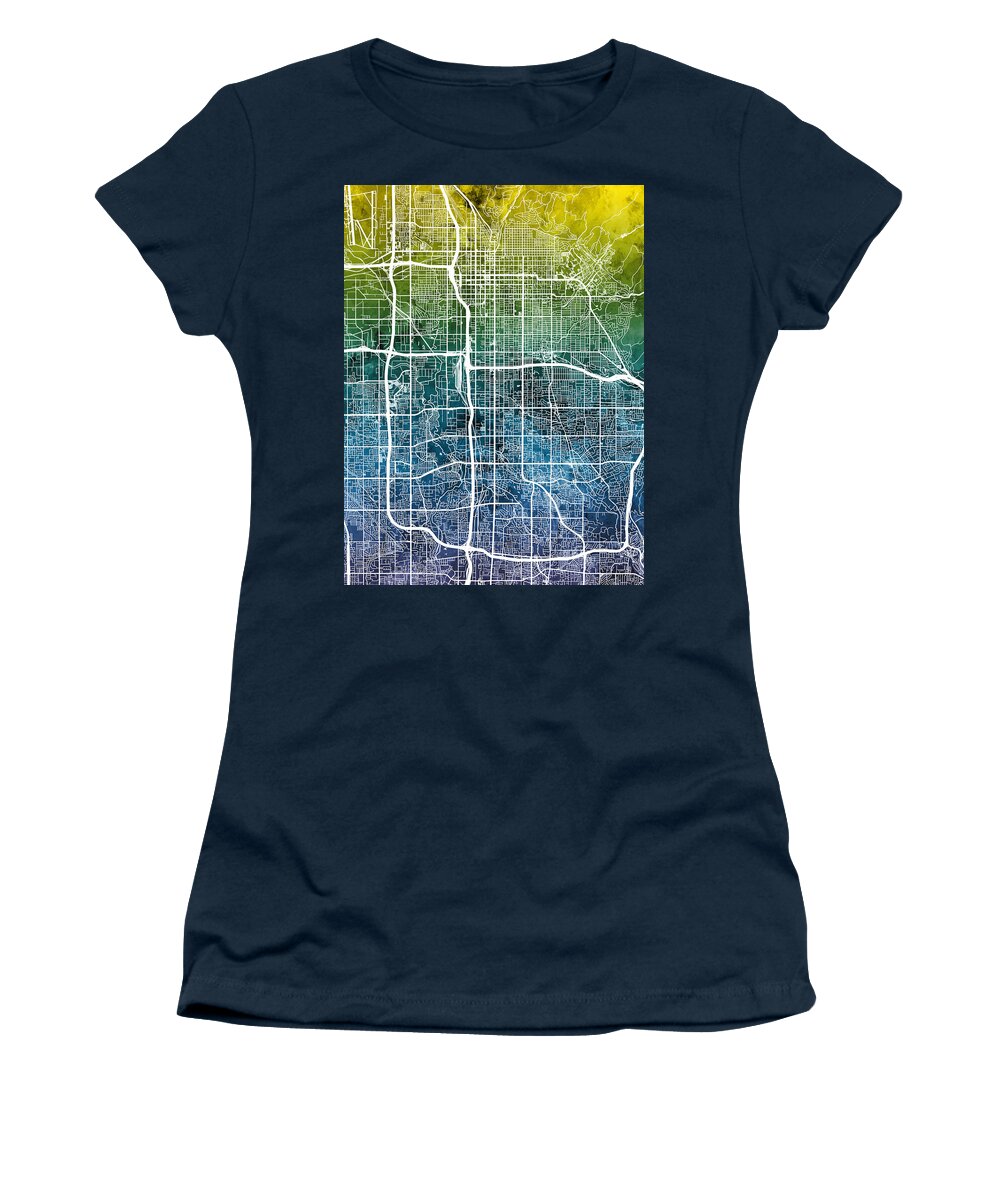 Watercolor Map Women's T-Shirt featuring the digital art Salt Lake City Utah City Map by Michael Tompsett