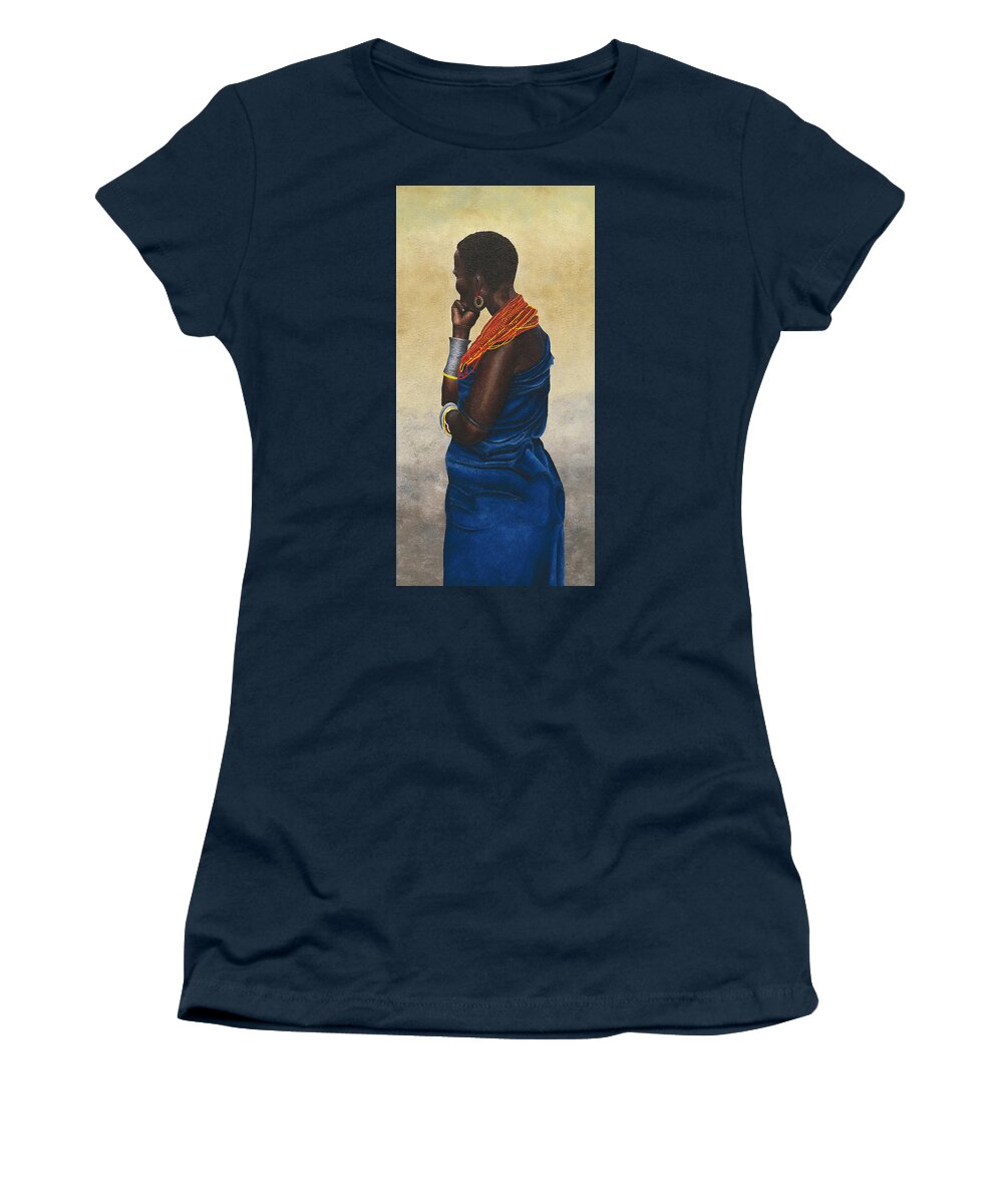Woman Women's T-Shirt featuring the painting Samburu tribal woman III by Russell Hinckley
