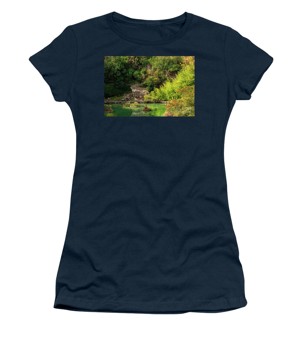 San Antonio Women's T-Shirt featuring the photograph San Antonio Japanese Garden Landscape and Pond Two by Bob Phillips