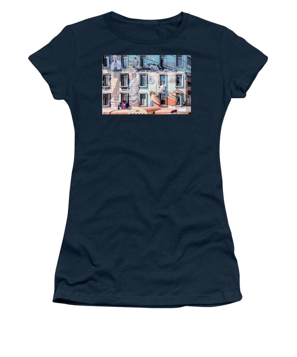 San Ffancisco Women's T-Shirt featuring the photograph SanFran Jazz wall of Fame by Charles McCleanon