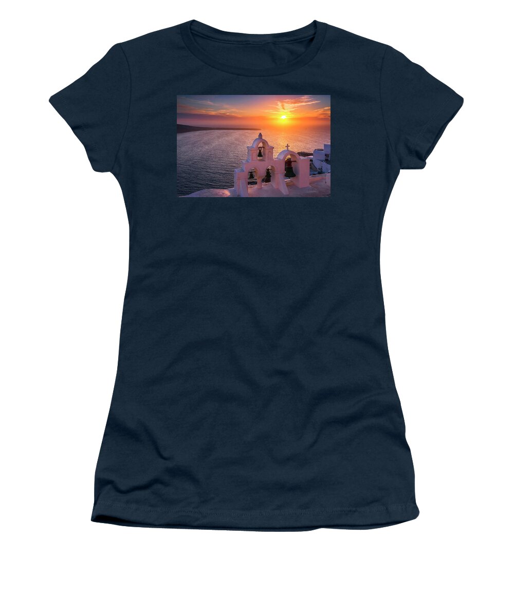 Greece Women's T-Shirt featuring the photograph Santorini Sunset by Evgeni Dinev
