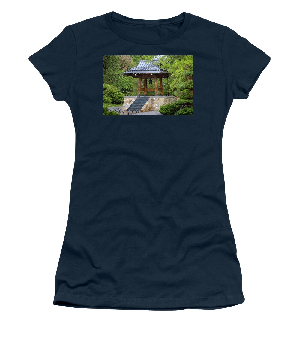 Japanese Women's T-Shirt featuring the photograph Sasebo Japanese Garden Bell Tower Albuquerque by Mary Lee Dereske