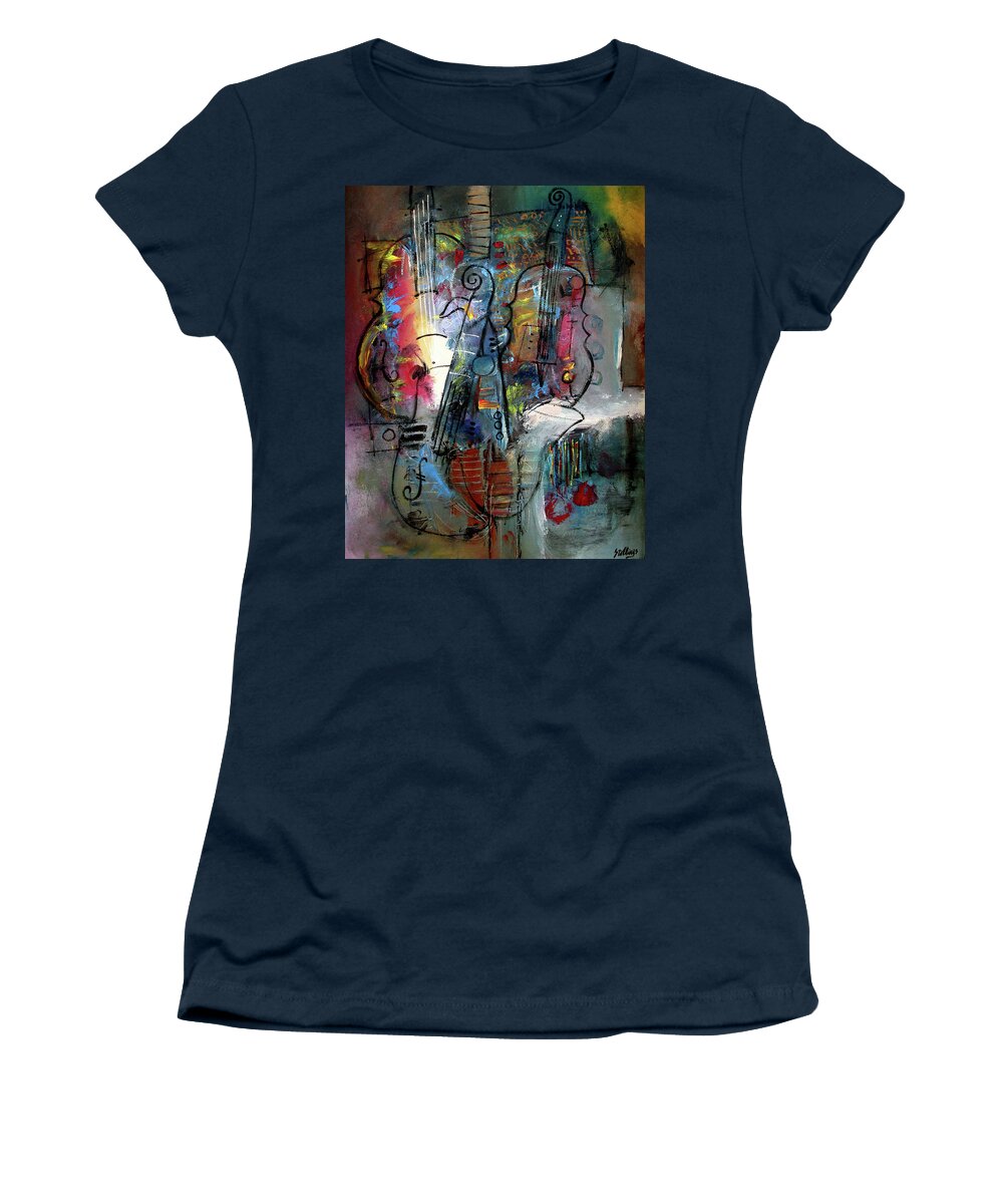 Music Women's T-Shirt featuring the painting Saxophone Infusion by Jim Stallings