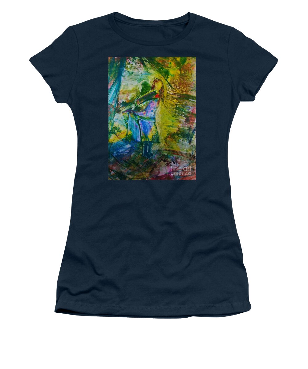 Yupo Paper Women's T-Shirt featuring the painting Saying Yes by Deborah Nell