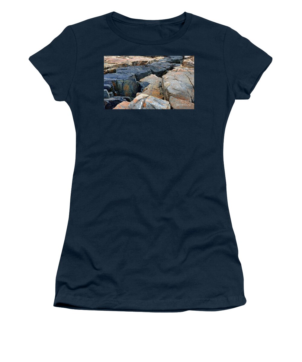 Schoodic Women's T-Shirt featuring the photograph Schoodic Point Black and White Colors by Olivier Le Queinec