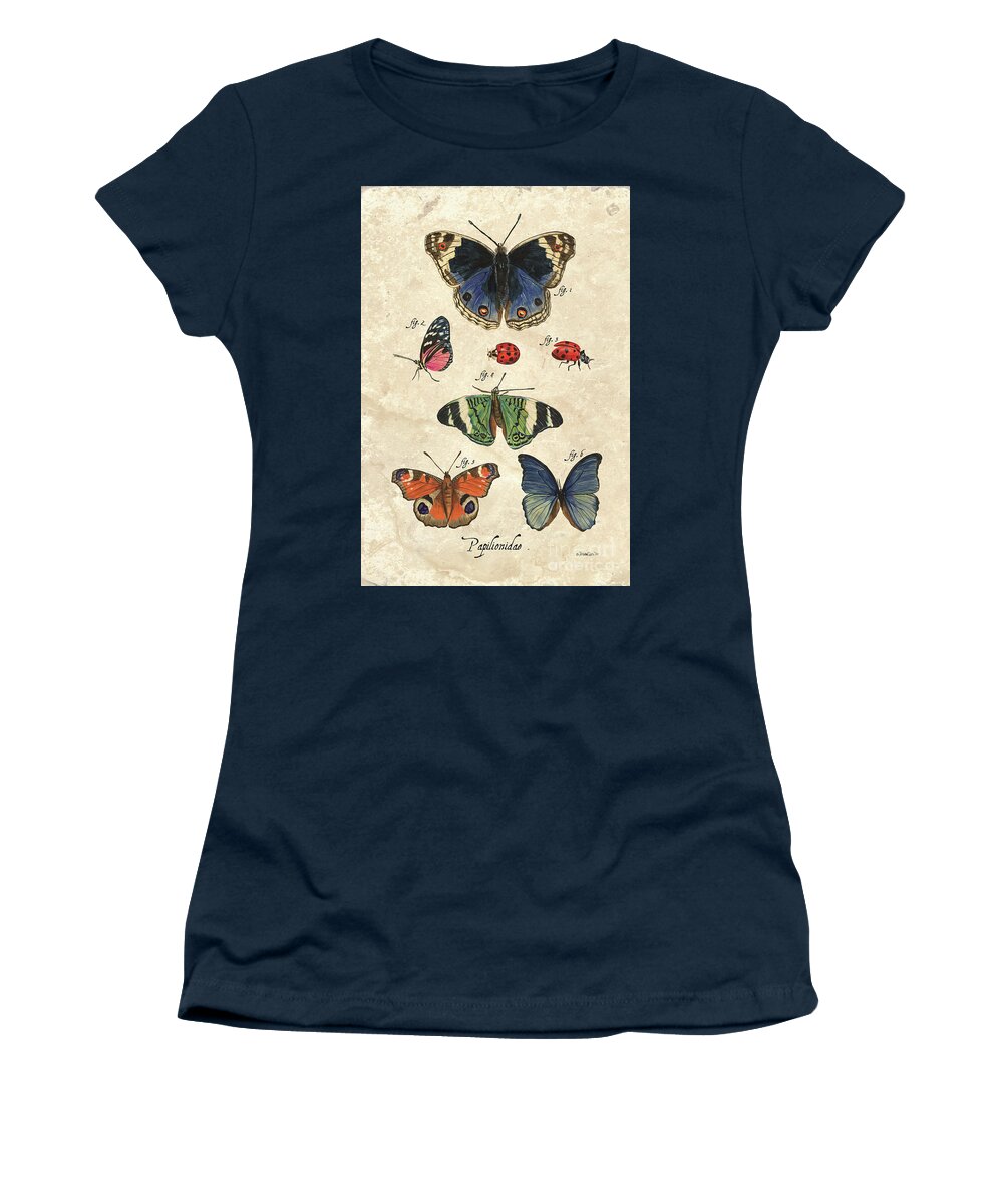 Butterflies Women's T-Shirt featuring the painting Scientific Butterflies 2 by Debbie DeWitt
