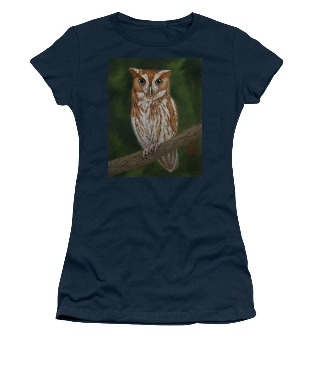 Bird Art Women's T-Shirt featuring the painting Screech Owl by Monica Burnette