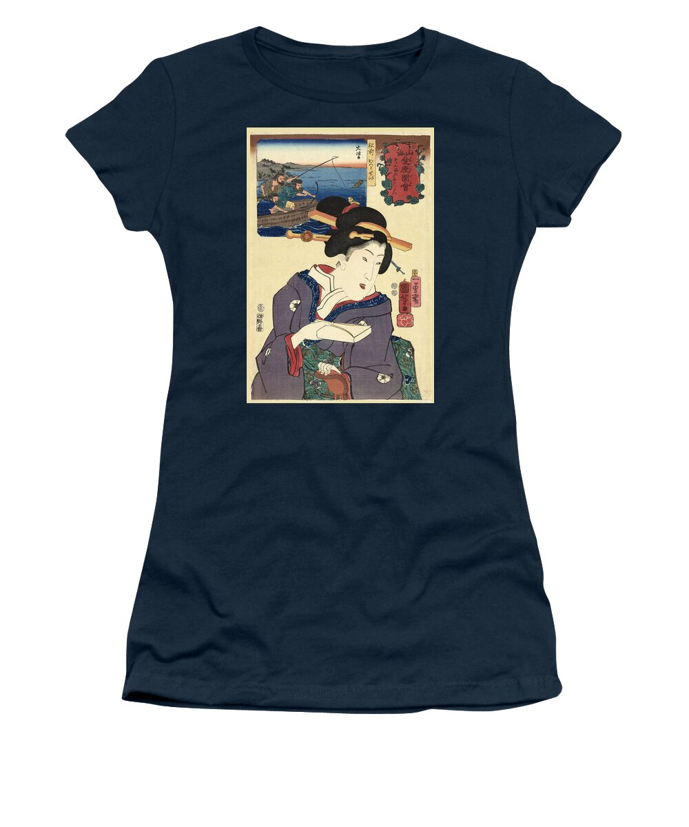 Utagawa Kuniyoshi Women's T-Shirt featuring the drawing Sea lions from Matsumae Province by Utagawa Kuniyoshi