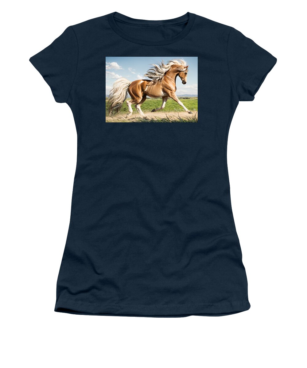 Art Of The Horse Women's T-Shirt featuring the digital art Seattle Joyful Horse by Stacey Mayer