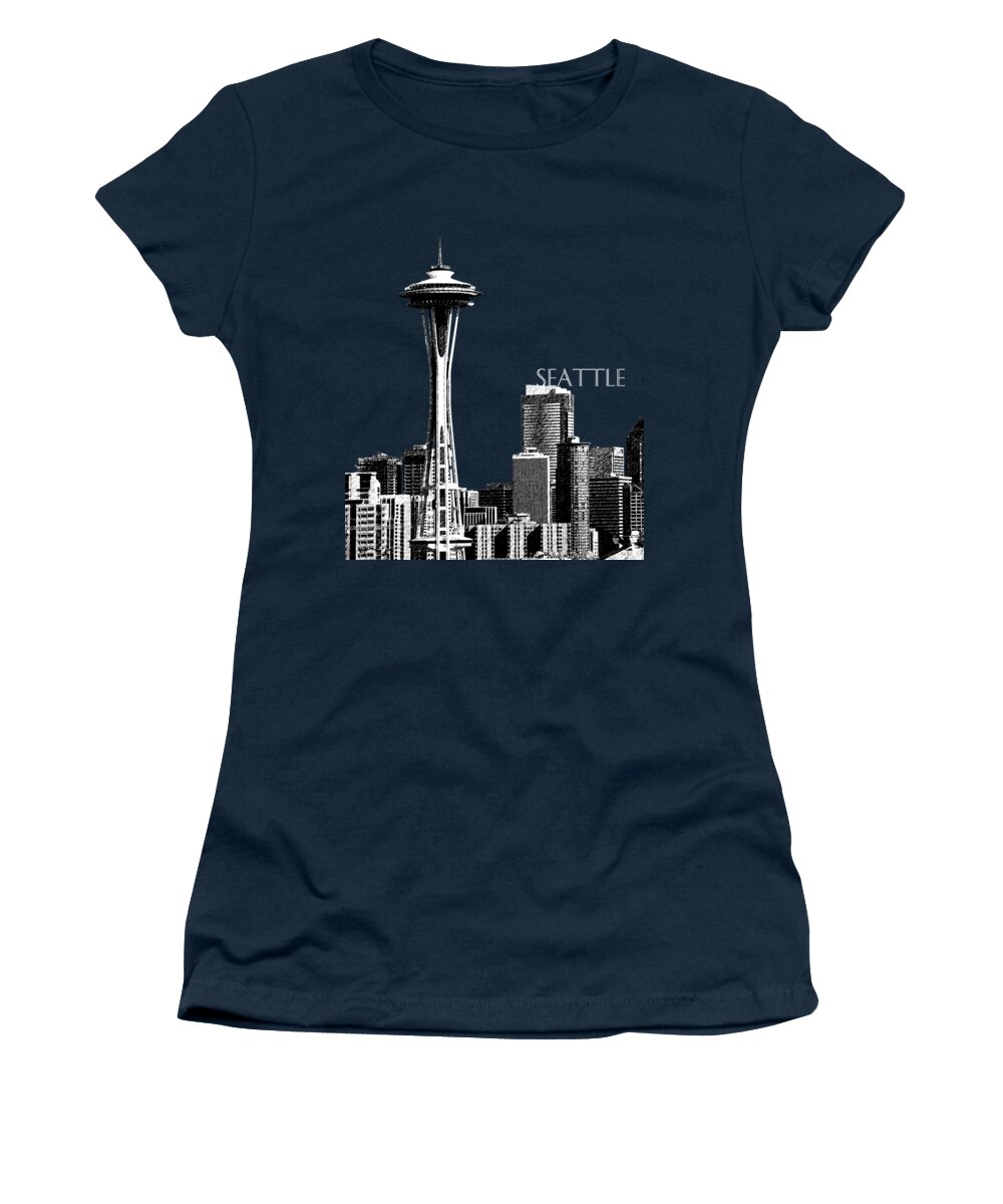 Architecture Women's T-Shirt featuring the digital art Seattle Skyline Space Needle - Pewter by DB Artist