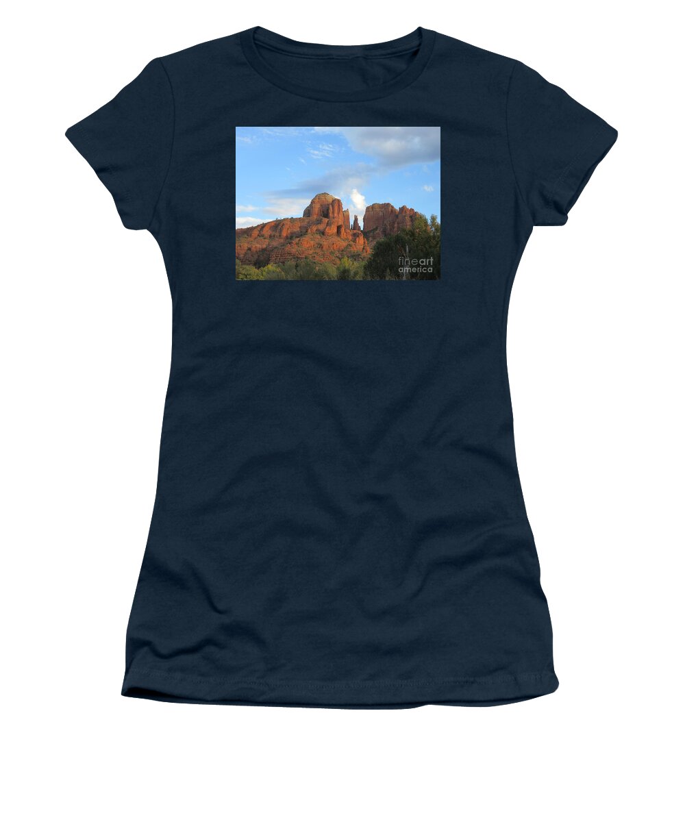 Sedona Women's T-Shirt featuring the photograph Sedona Cathedral Rock Glowing by Mars Besso