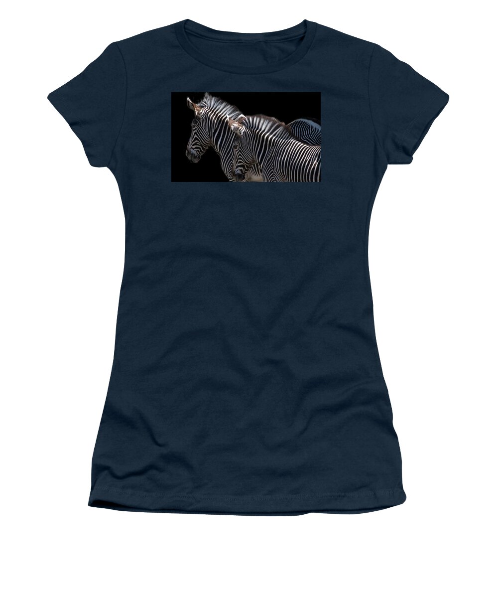 Zebras Women's T-Shirt featuring the photograph Seeing Double by Jim Signorelli