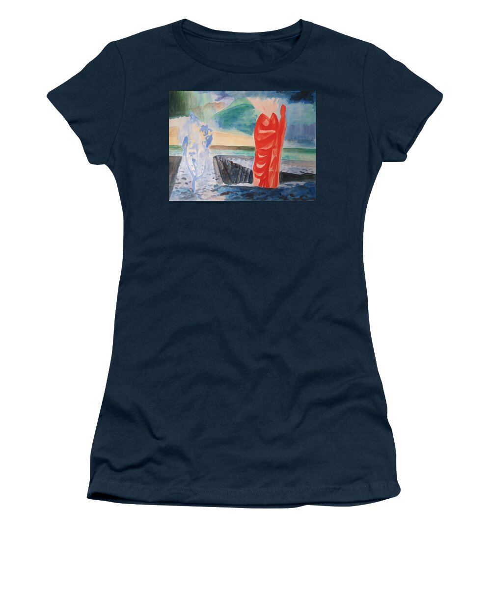Classical Greek Sculpture Women's T-Shirt featuring the painting Separation of the Waters by Enrico Garff