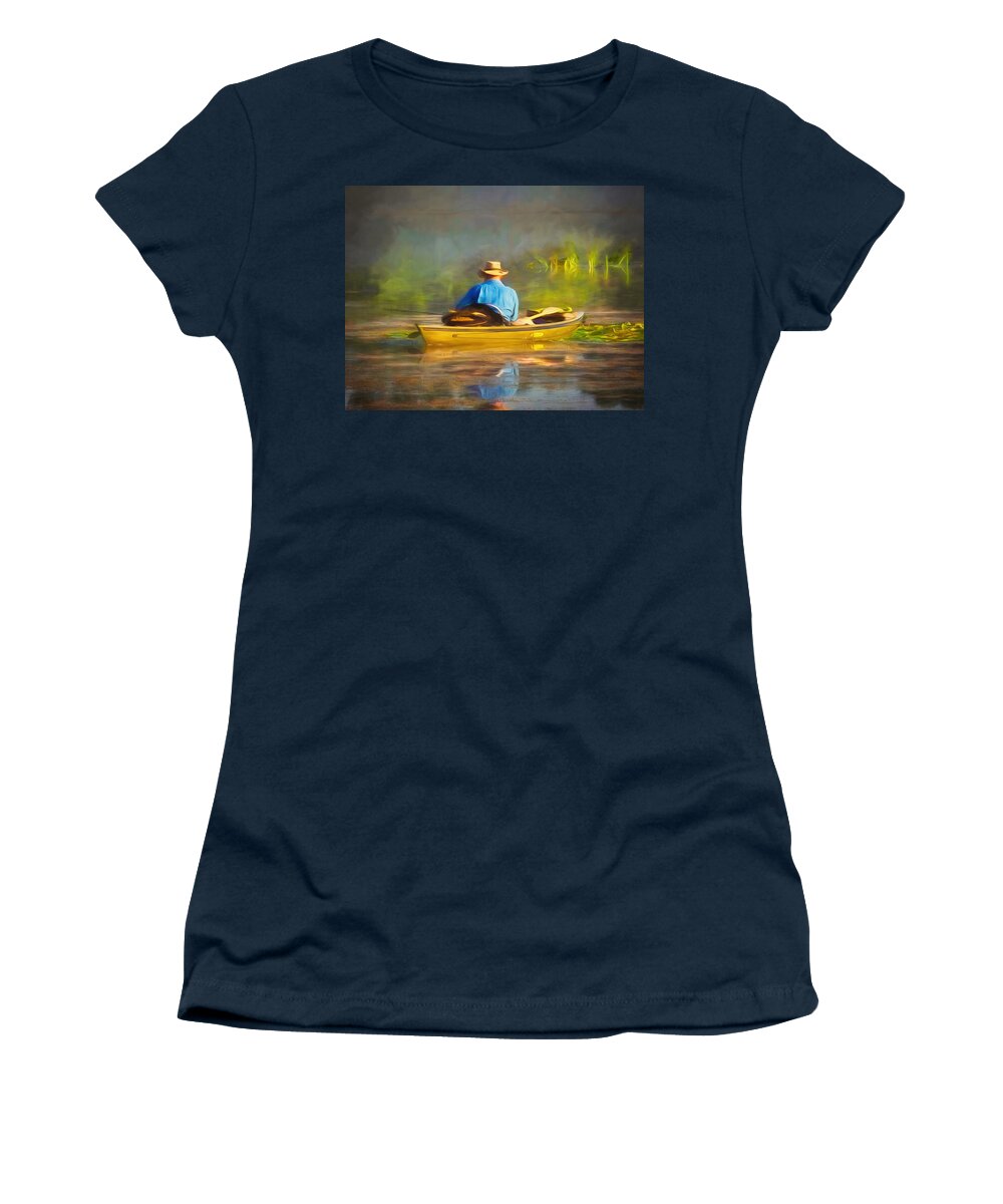  Women's T-Shirt featuring the photograph Serene Morning on the Lake by Jack Wilson