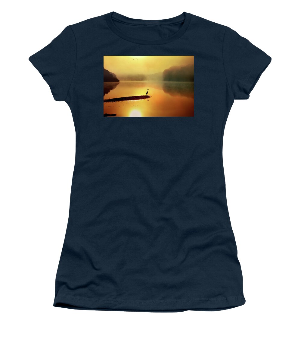 Blue Heron Women's T-Shirt featuring the photograph Serenity Found by Rob Blair
