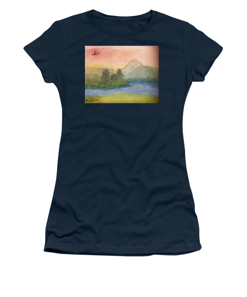 Serene Landscape Women's T-Shirt featuring the painting Serenity by Shady Lane Studios-Karen Howard