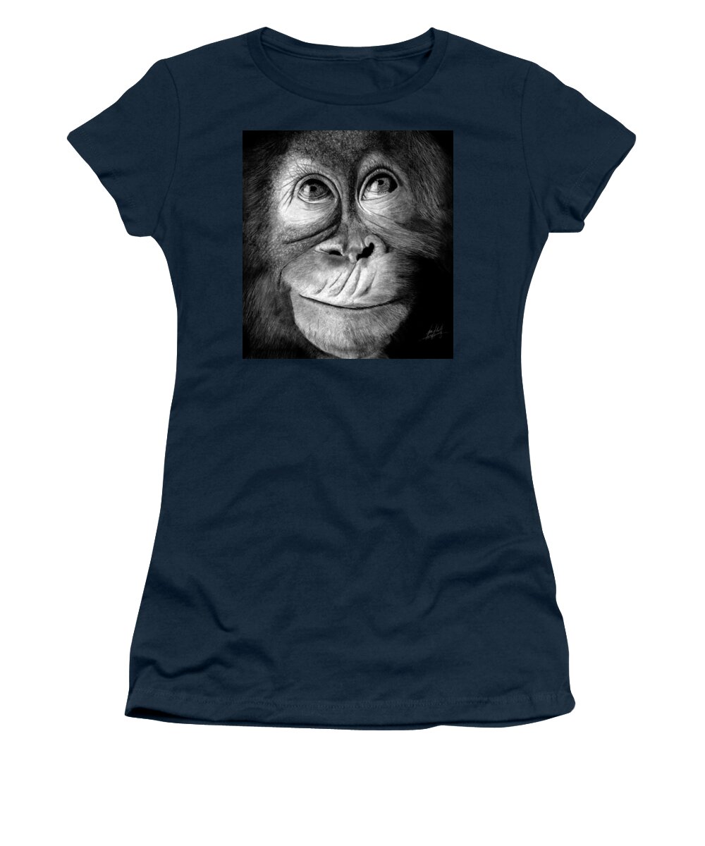 Orangutan Women's T-Shirt featuring the drawing Seriously? I wasn't born yesterday by James Schultz