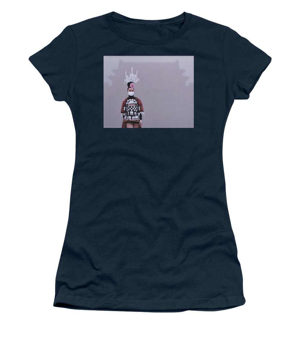 Realism Women's T-Shirt featuring the painting Shades Of High Gray by Zusheng Yu