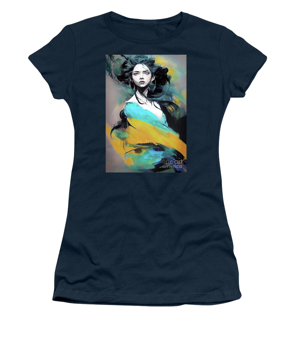 Woman Women's T-Shirt featuring the mixed media She's like the wind by Jacky Gerritsen