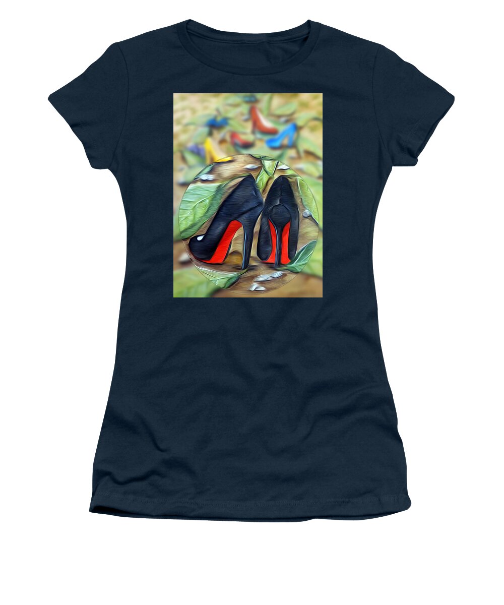 Digital Women's T-Shirt featuring the mixed media Shoe Garden by Ronald Mills