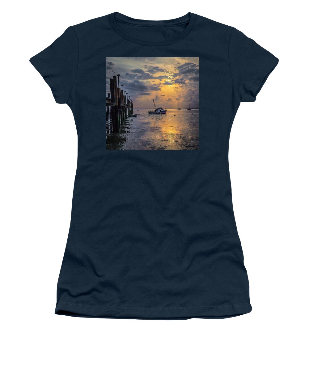 Shrimp Boat Women's T-Shirt featuring the photograph Shrimp boat in the morning by Donald Kinney