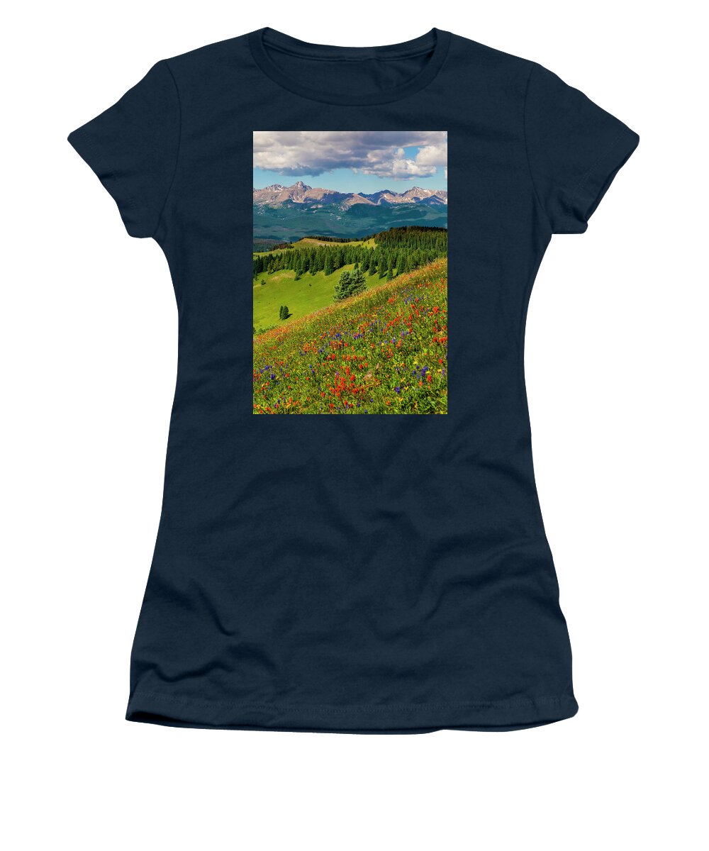 Mountains Women's T-Shirt featuring the photograph Shrine Pass View of the Mount of the Holy Cross by Fred J Lord