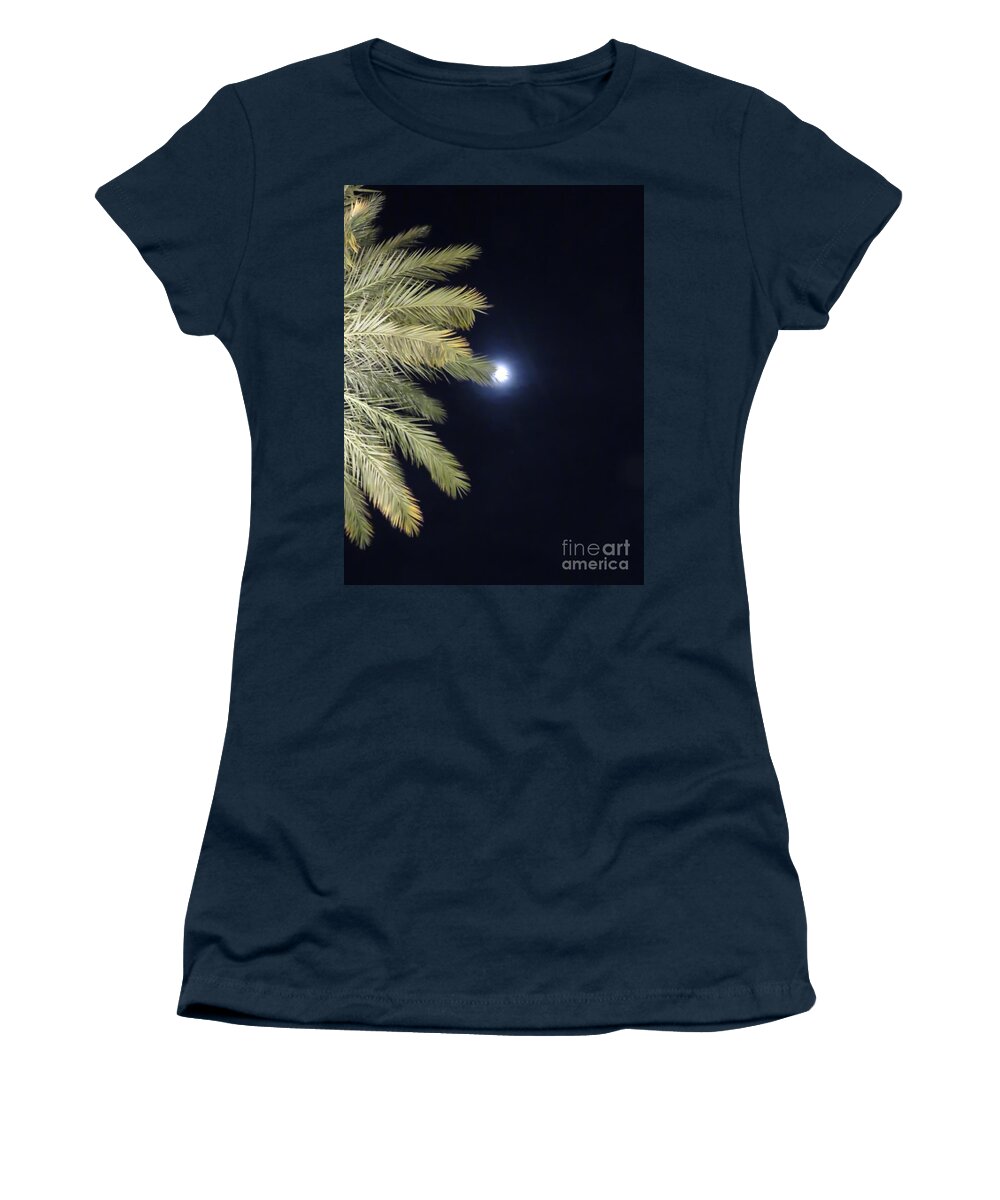 Palm Women's T-Shirt featuring the photograph Shy Moon by World Reflections By Sharon